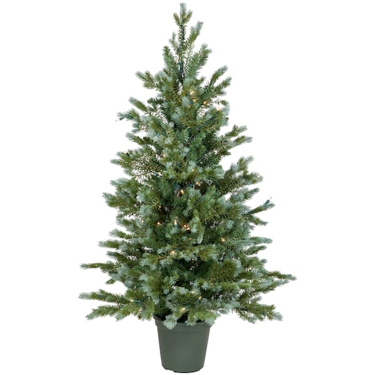 Northlight 4Ft Pre-Lit Real Touch Blue Spruce Artificial Potted Christmas Tree, Clear Lights in Green | 4 ft | Michaels®